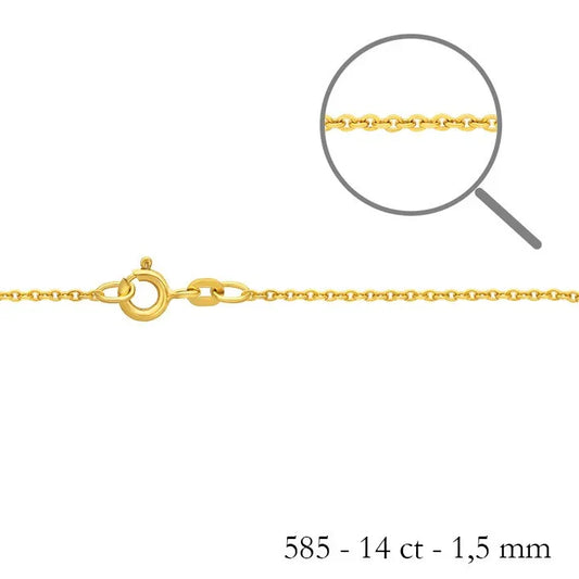 1,5 mm 80 cm 585 - 14 Karat Gold Halskette Ankerkette rund massiv Gold hochwertige Goldkette  5,2 g