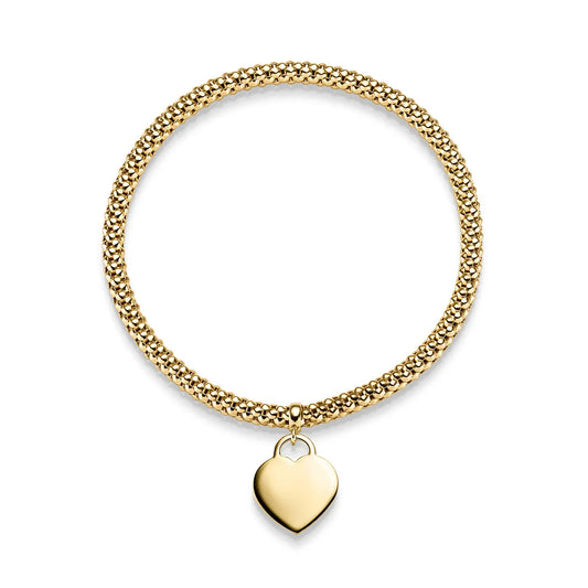 Goldkette Armband Armkette  elastisch mit Herz 4 mm 585-14 Karat Gold