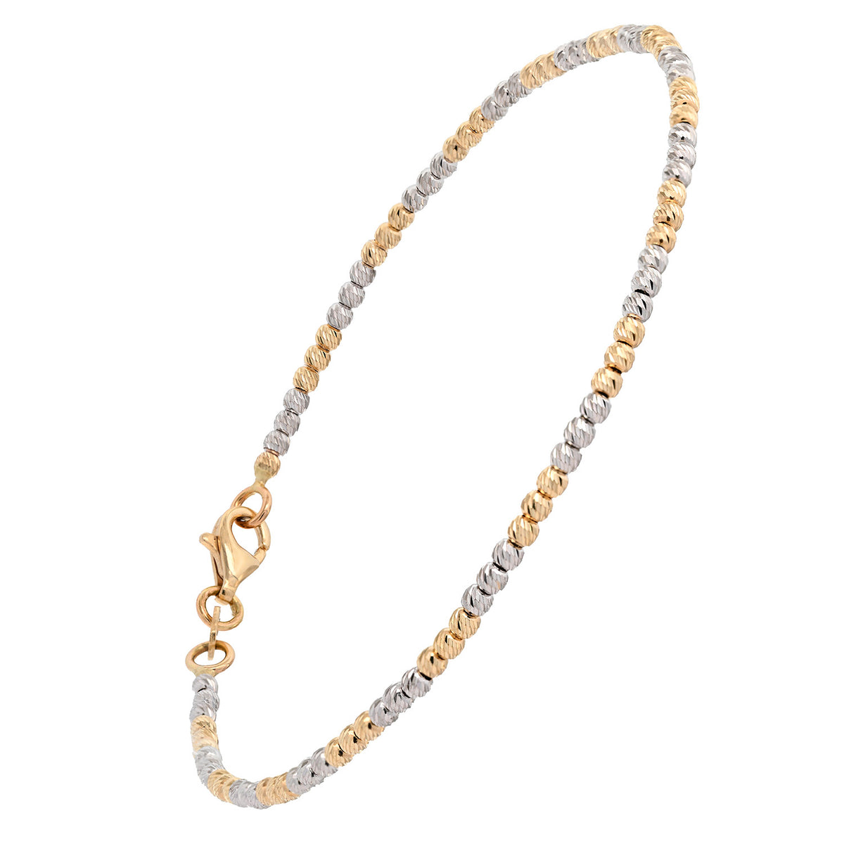 Goldkette Kugelkette diamantiert 1,8mm 585-14 Karat Gelbgold Weißgold