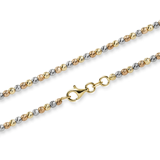 Kugelkette diamantiert 2,2 mm 585-14 Karat Gelbgold Rotgold Weißgold