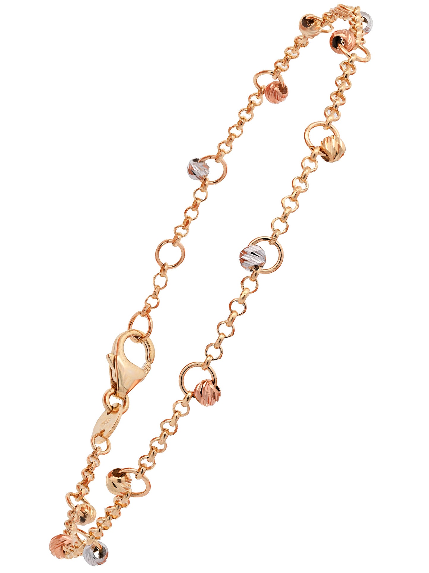 Goldkette Armkette mit Farbsteinen 1,1mm massiv 585-14 Karat Gold 19cm