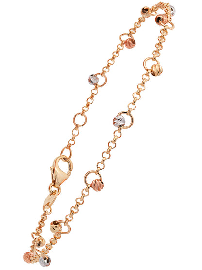 Goldkette Armkette mit Farbsteinen 1,1mm massiv 585-14 Karat Gold 19cm