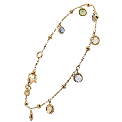 Goldkette mit Farbsteinen Ankerkette 1,1 mm massiv 585-14 Karat Gold