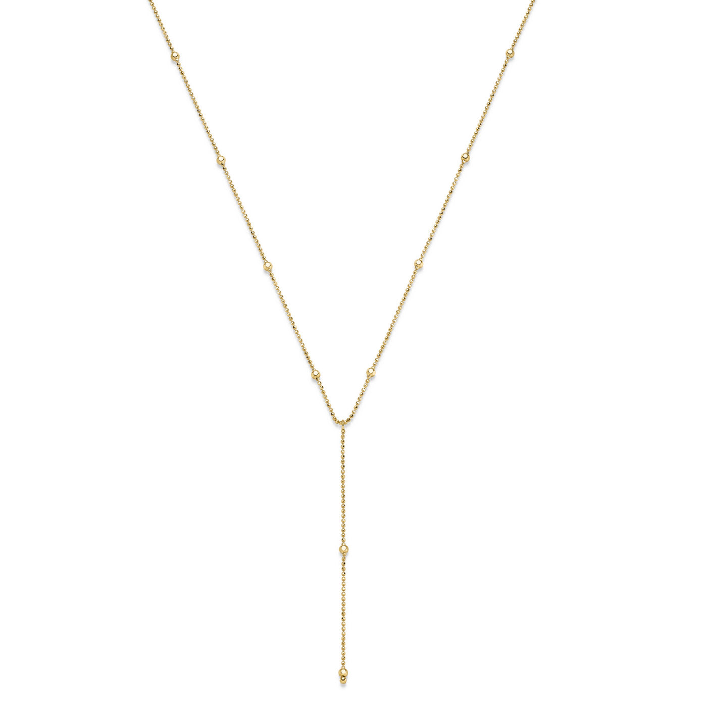 Gold Collier Goldkette Y-Kette mit Kügelchen 585-14 Karat Gold 42 cm