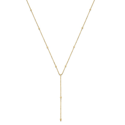 Gold Collier Goldkette Y-Kette mit Kügelchen 585-14 Karat Gold 42 cm