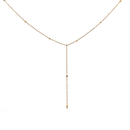 Gold Collier Goldkette Y-Kette mit Kügelchen 585-14 Karat Gold 42 cm