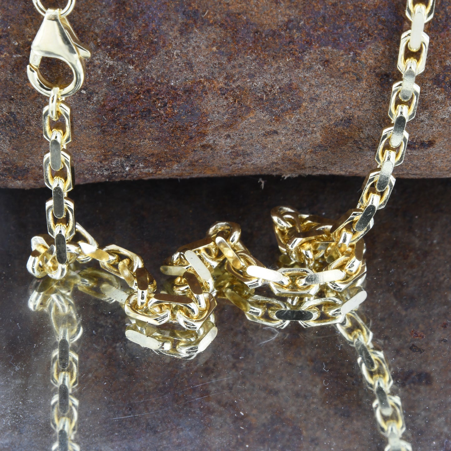 Ankerkette diamantiert Breite 3,0mm - 585-14 Karat Gold