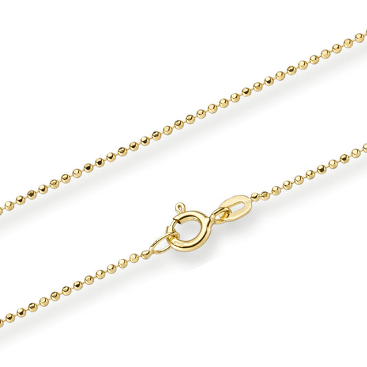 Goldkette Kugelkette Halskette Breite 1 mm massiv 585-14 Karat Gold