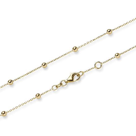 Goldkette Ankerkette mit Kügelchen 1,0 mm massiv 585-14 Karat Gold