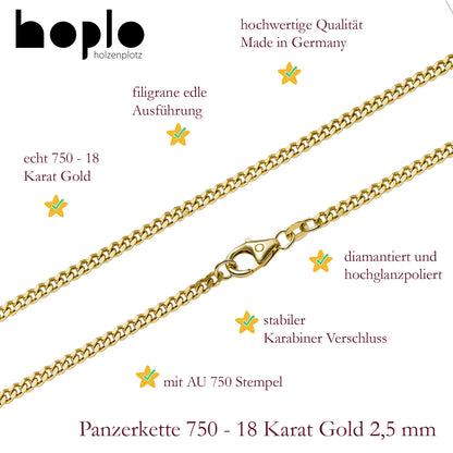 Goldkette Panzerkette Länge 50cm - Breite 2,5mm - 750-18 Karat Gold