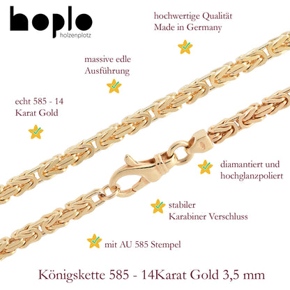 Goldkette Königskette Halskette Breite 3,5 mm massiv 585-14 Karat Gold