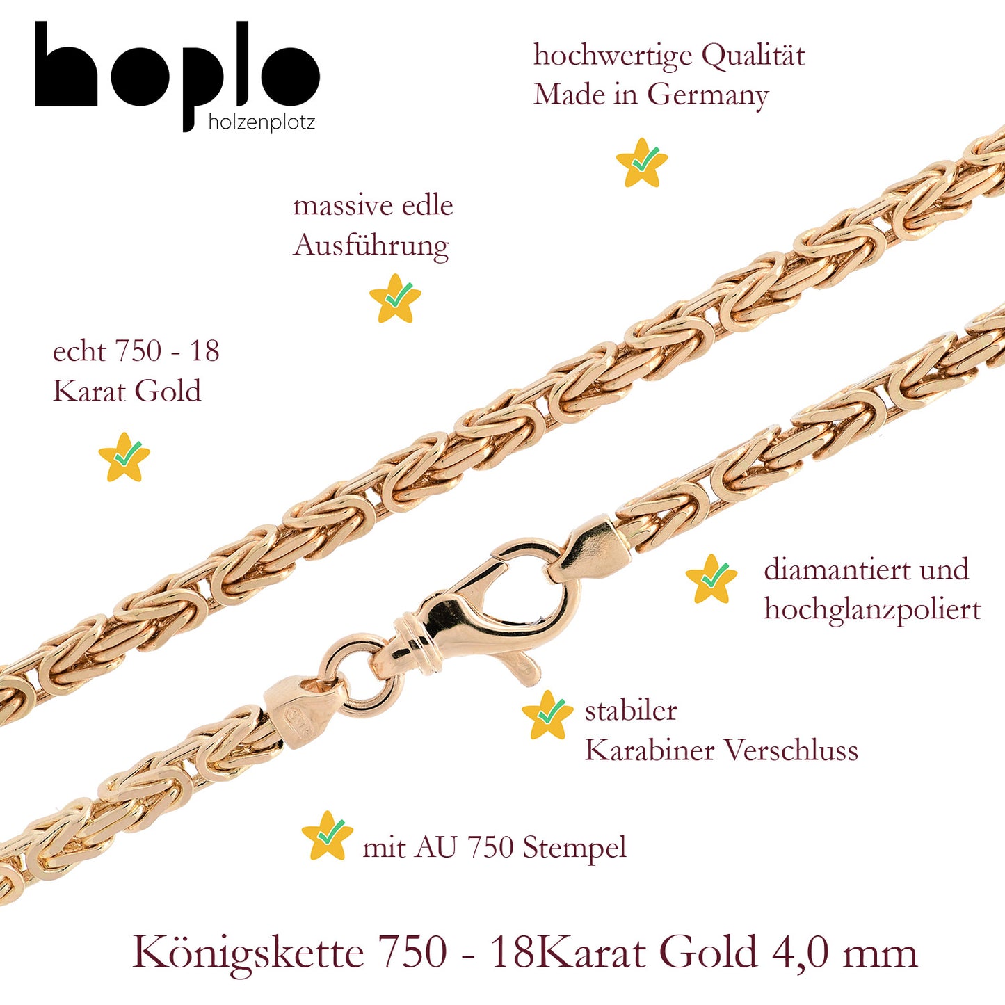 Goldkette Königskette Breite 4,0mm - 750-18 Karat Gold