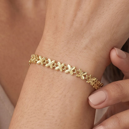 Goldkette Blütenkette Goldarmband 5,0 mm halbmassiv 585-14 Karat Gold