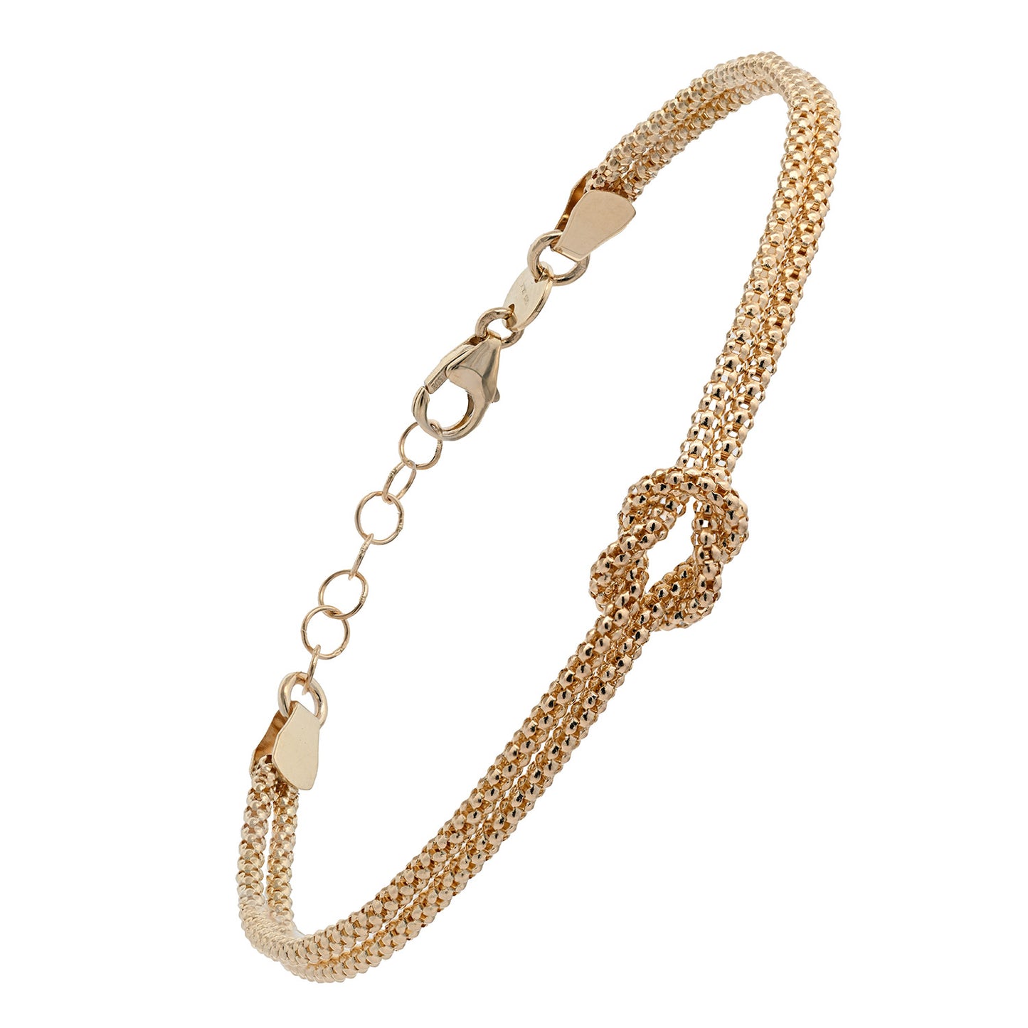 Himbeerkette mit Knoten Armkette  19 cm - 2-reihig 585 - 14 Karat Gold