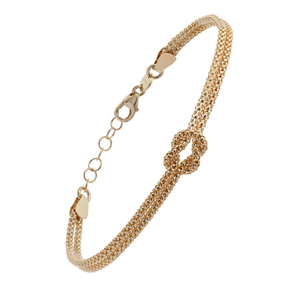 Himbeerkette mit Knoten Armkette  19 cm - 2-reihig 585 - 14 Karat Gold