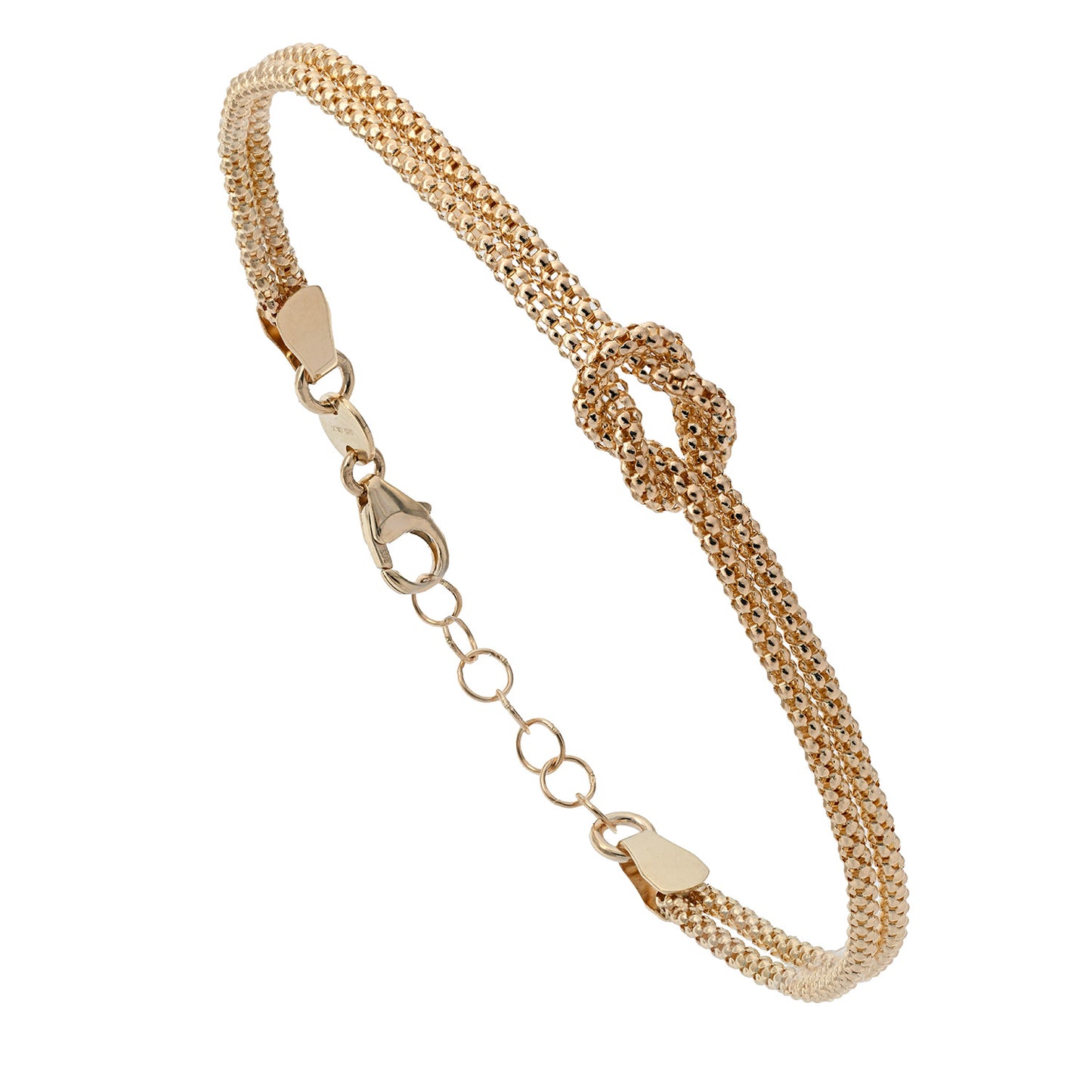 Himbeerkette mit Knoten Armkette  19 cm - 2-reihig 585 - 14 Karat Gold