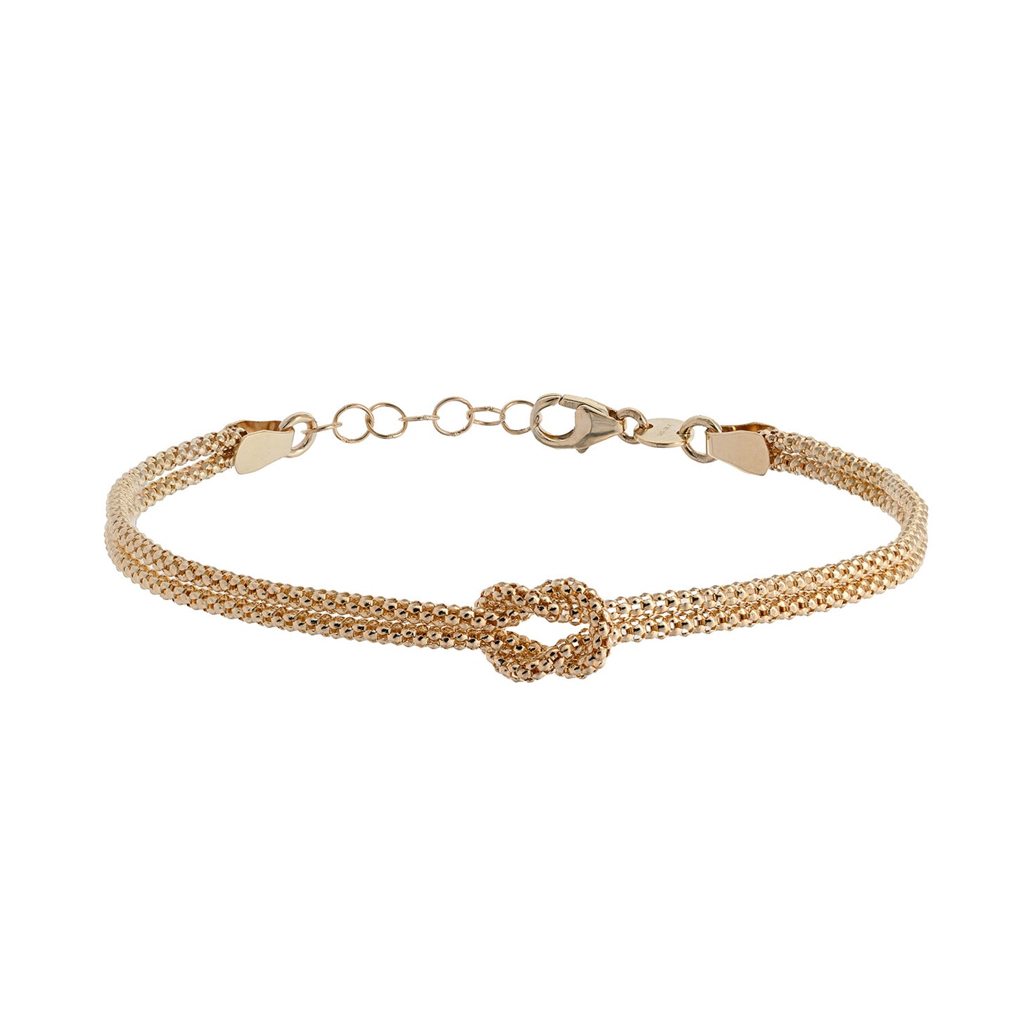 Himbeerkette mit Knoten Armkette  19 cm - 2-reihig 585 - 14 Karat Gold