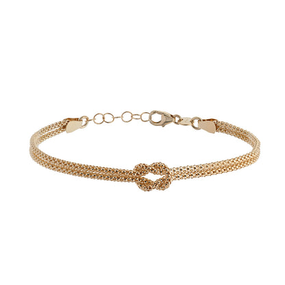 Himbeerkette mit Knoten Armkette  19 cm - 2-reihig 585 - 14 Karat Gold