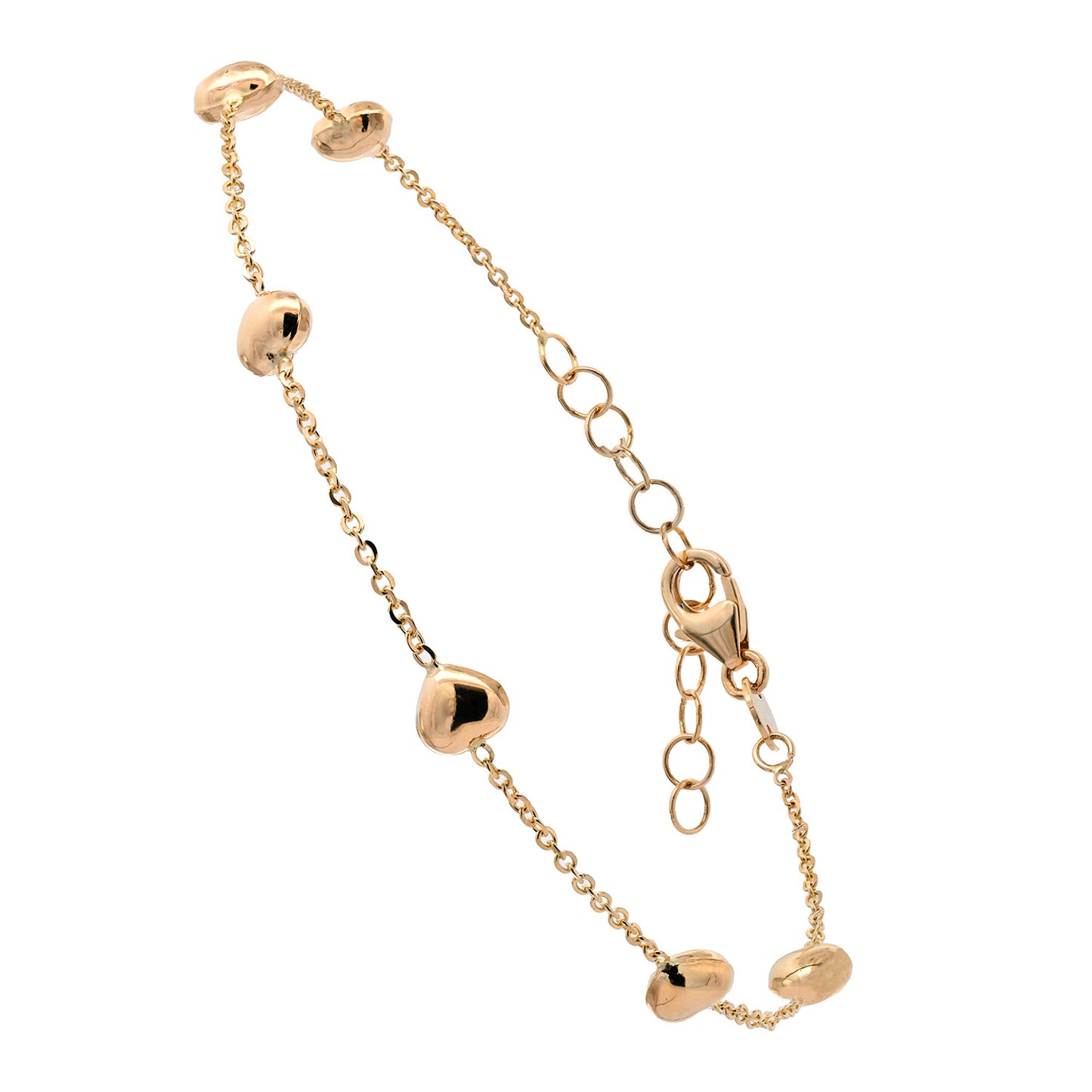 Goldkette mit Herzchen Ankerkette 1,1 mm massiv 585-14 Karat Gold