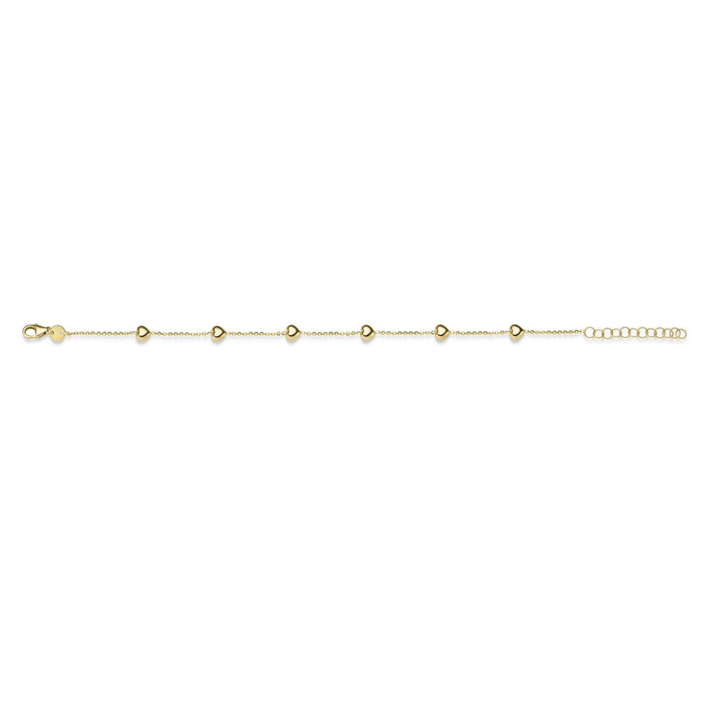 Goldkette mit Herzchen Ankerkette 1,1 mm massiv 585-14 Karat Gold