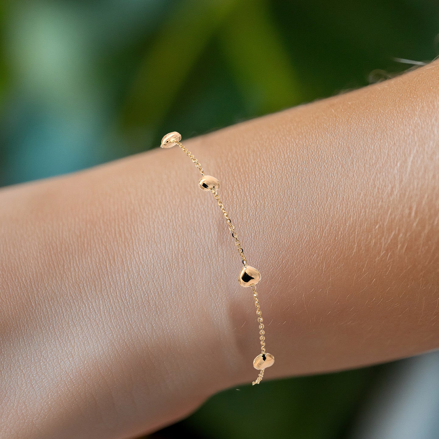 Goldkette mit Herzchen Ankerkette 1,1 mm massiv 585-14 Karat Gold