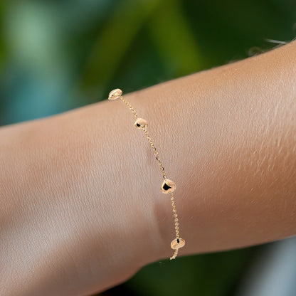Goldkette mit Herzchen Ankerkette 1,1 mm massiv 585-14 Karat Gold