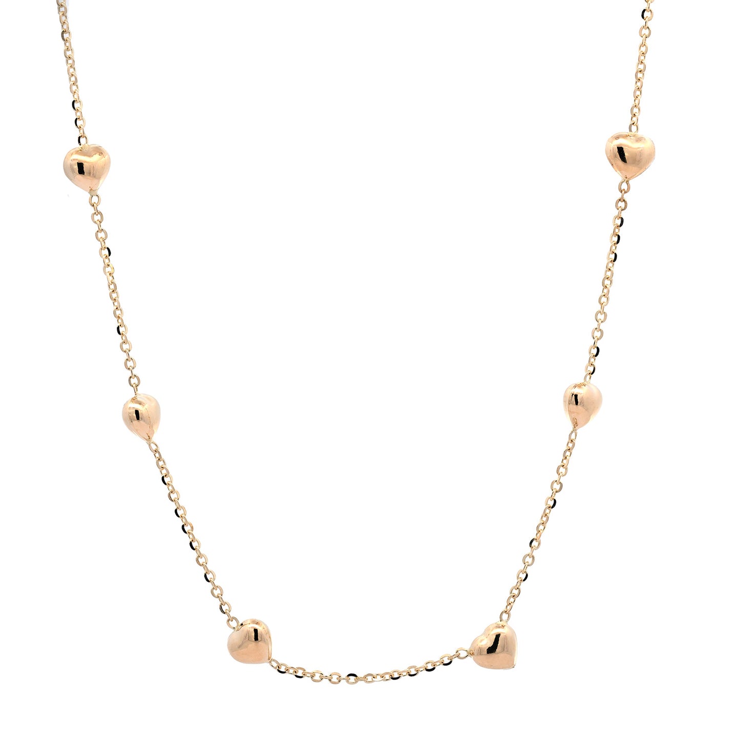 Goldkette mit Herzchen Ankerkette 1,1 mm massiv 585-14 Karat Gold