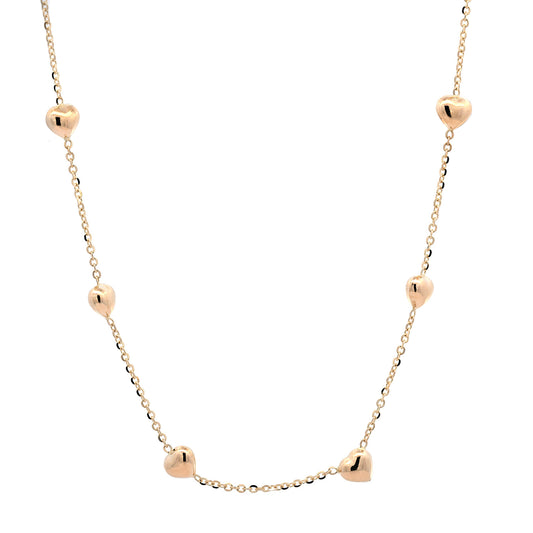 Goldkette mit Herzchen Ankerkette 1,1 mm massiv 585-14 Karat Gold