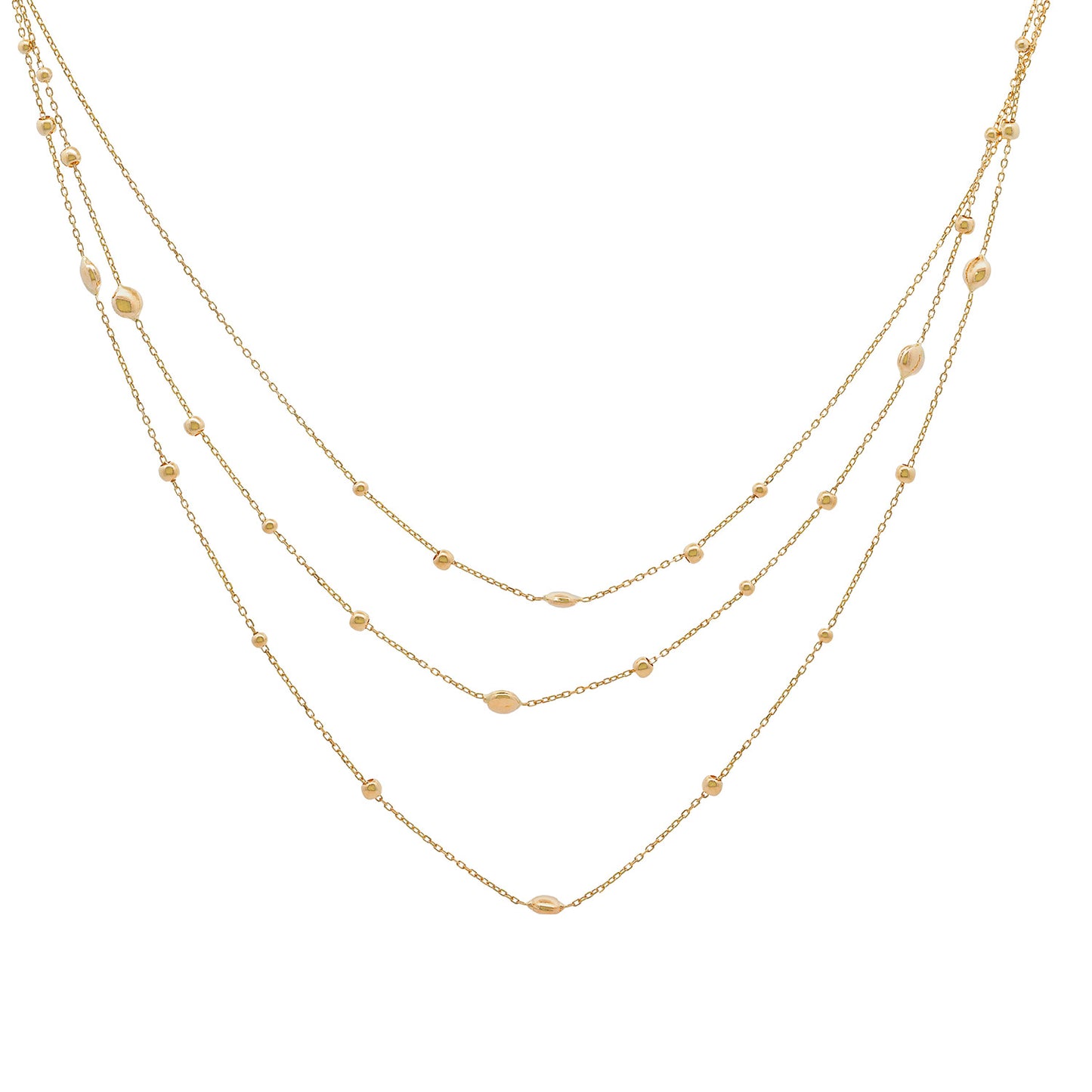 Goldkette 3-reihig mit Elementchen   echt 585-14 Karat Gold