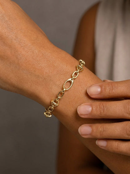 Goldkette Phantasie Armkette Goldarmband 12 mm 585 - 14 Karat Gold