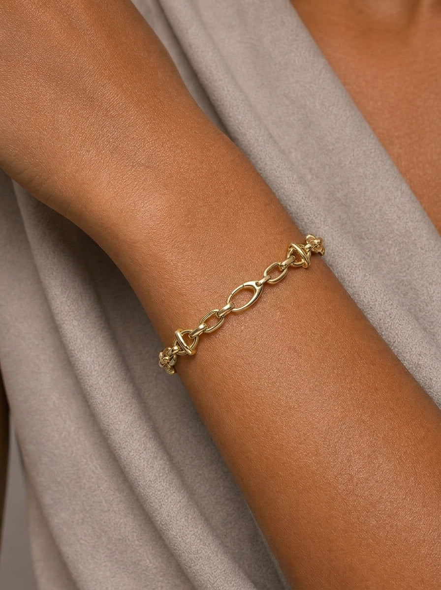Goldkette Phantasie Armkette Goldarmband 12 mm 585 - 14 Karat Gold