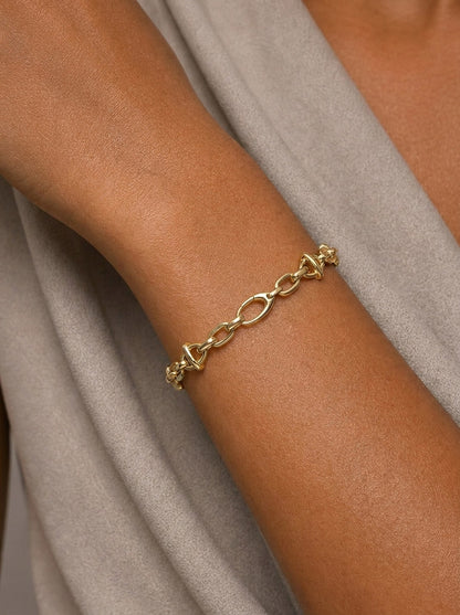 Goldkette Phantasie Armkette Goldarmband 12 mm 585 - 14 Karat Gold