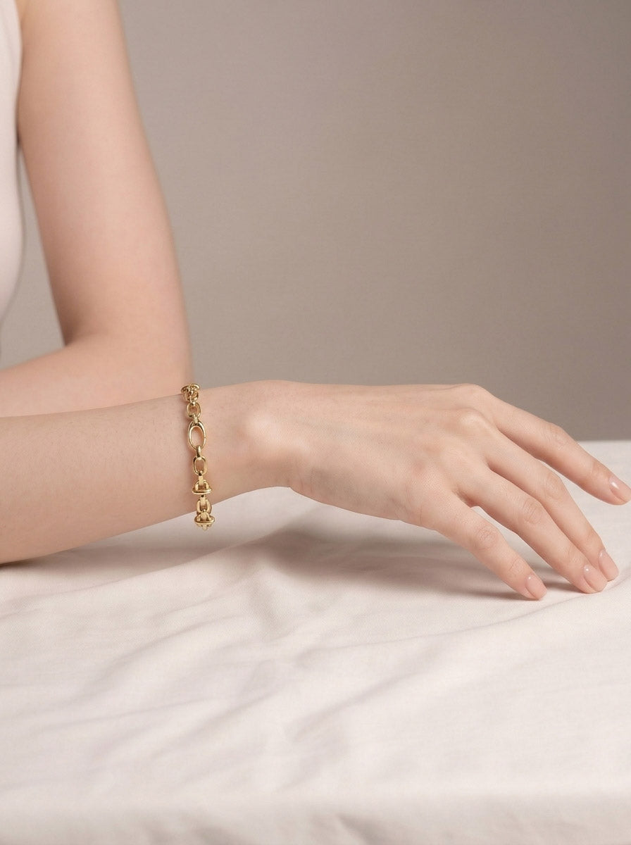 Goldkette Phantasie Armkette Goldarmband 12 mm 585 - 14 Karat Gold