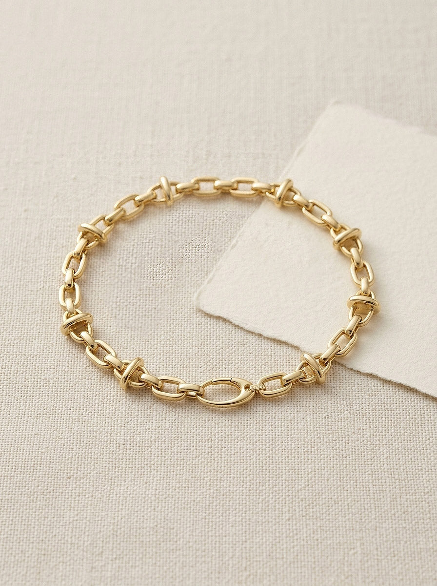 Goldkette Phantasie Armkette Goldarmband 12 mm 585 - 14 Karat Gold