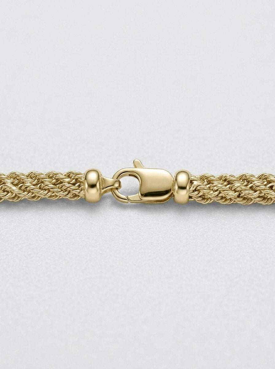 Goldkette Kordelkette Goldarmband 5,0 mm halbmassiv 585-14 Karat Gold