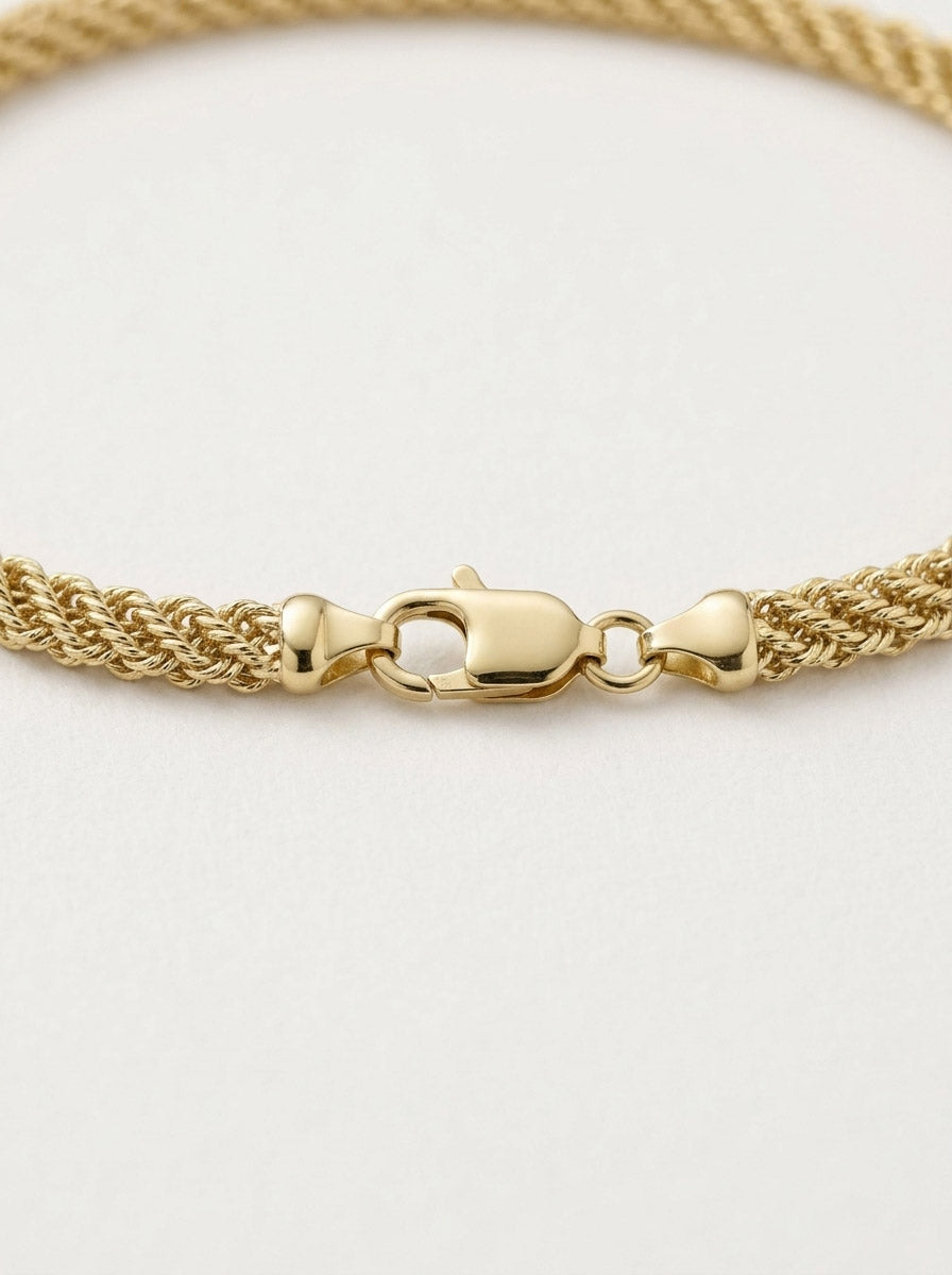 Goldkette Kordelkette Goldarmband 5,0 mm halbmassiv 585-14 Karat Gold