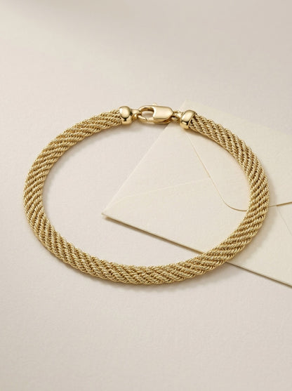 Goldkette Kordelkette Goldarmband 5,0 mm halbmassiv 585-14 Karat Gold