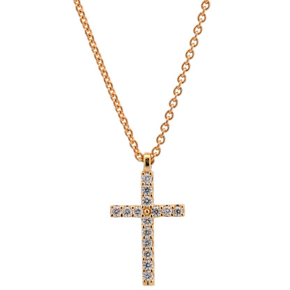Diamant Collier Kreuz 15 Brillianten 0.08 ct. 750-18 Karat Gold 45 cm