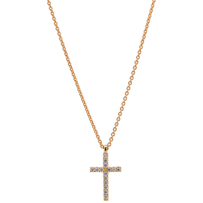 Diamant Collier Kreuz 15 Brillianten 0.08 ct. 750-18 Karat Gold 45 cm