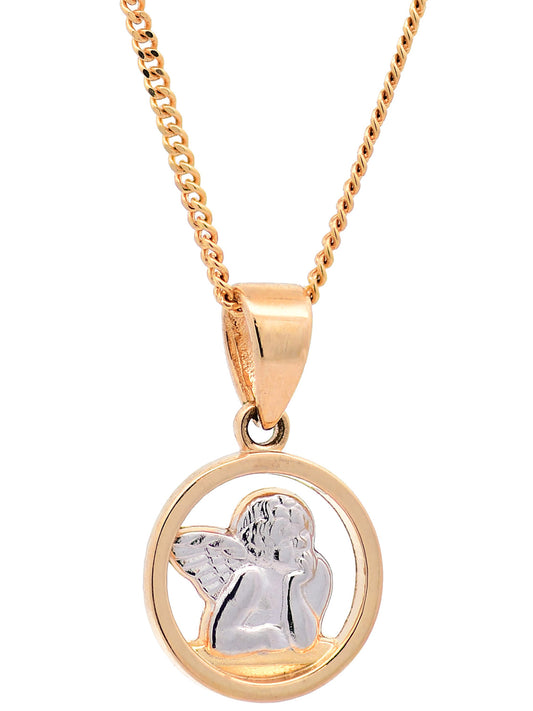 Halskette Anhänger Engel mit 1,1 mm Goldkette 585-14 Karat Gold