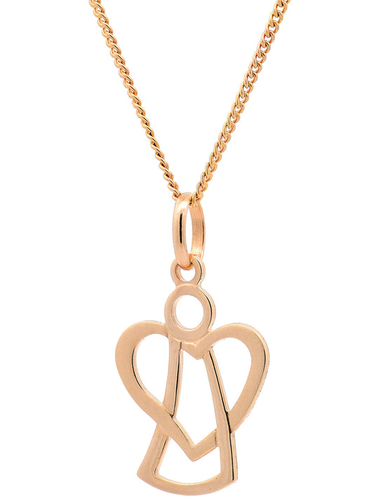 Anhänger Engelchen mit Herz mit 1,1 mm Goldkette 585-14 Karat Gold