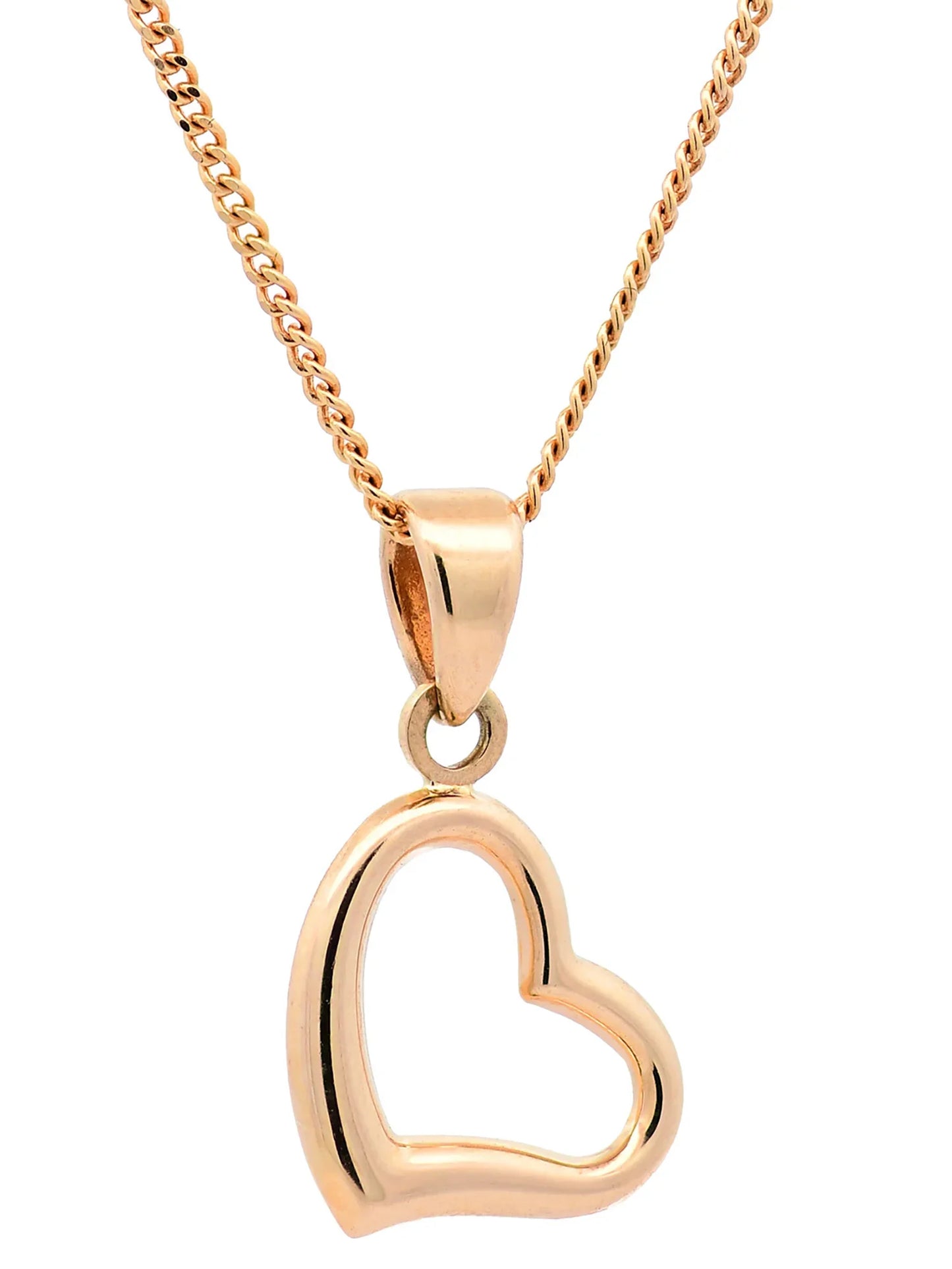 Halskette Anhänger Herzchen mit 1,1 mm Goldkette 585-14 Karat Gold
