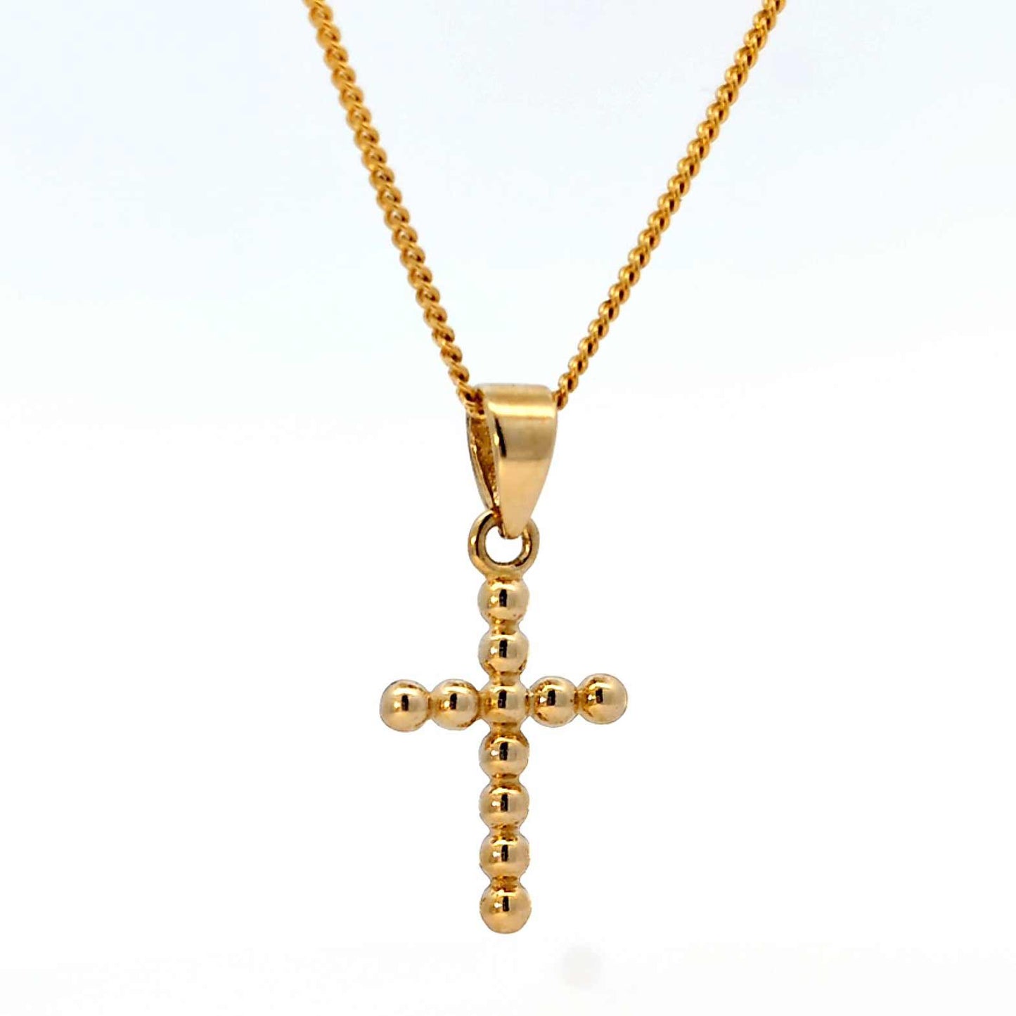 Anhänger Kreuz Kügelchen 585 Gold mit massiver Goldkette 1,1 mm