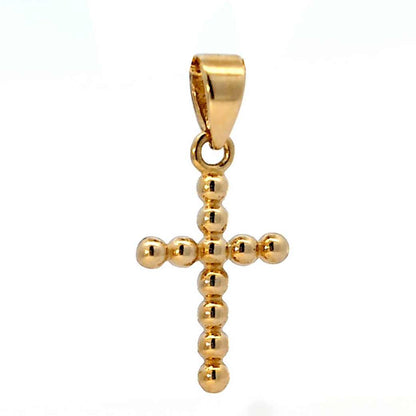 Anhänger Kreuz Kügelchen 585 Gold mit massiver Goldkette 1,1 mm