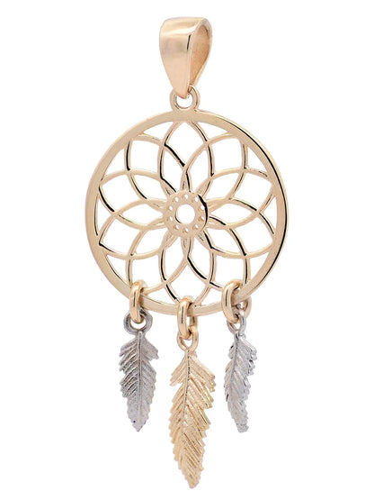 Halskette Anhänger Traumfänger mit 1,1 mm Goldkette 585-14 Karat Gold