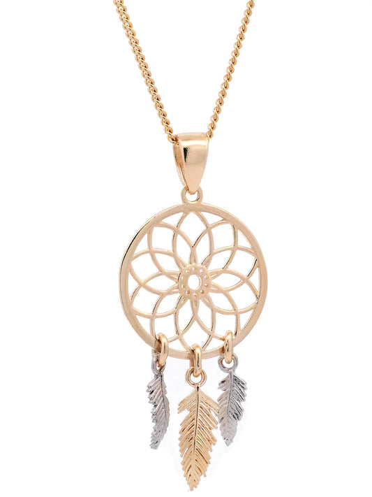 Halskette Anhänger Traumfänger mit 1,1 mm Goldkette 585-14 Karat Gold