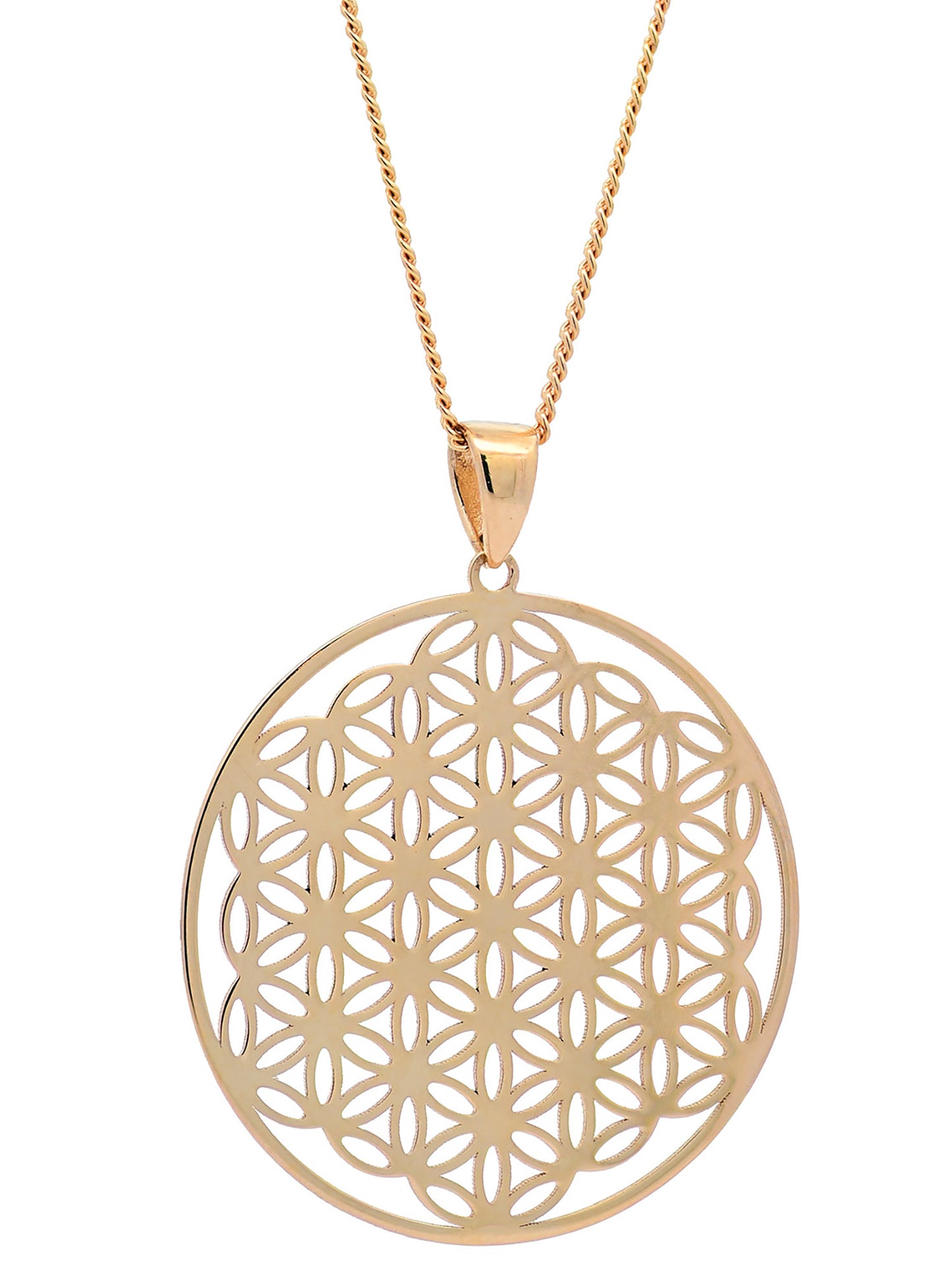 Anhänger Blume des Lebens mit 1,1 mm Goldkette 585-14 Karat Gold