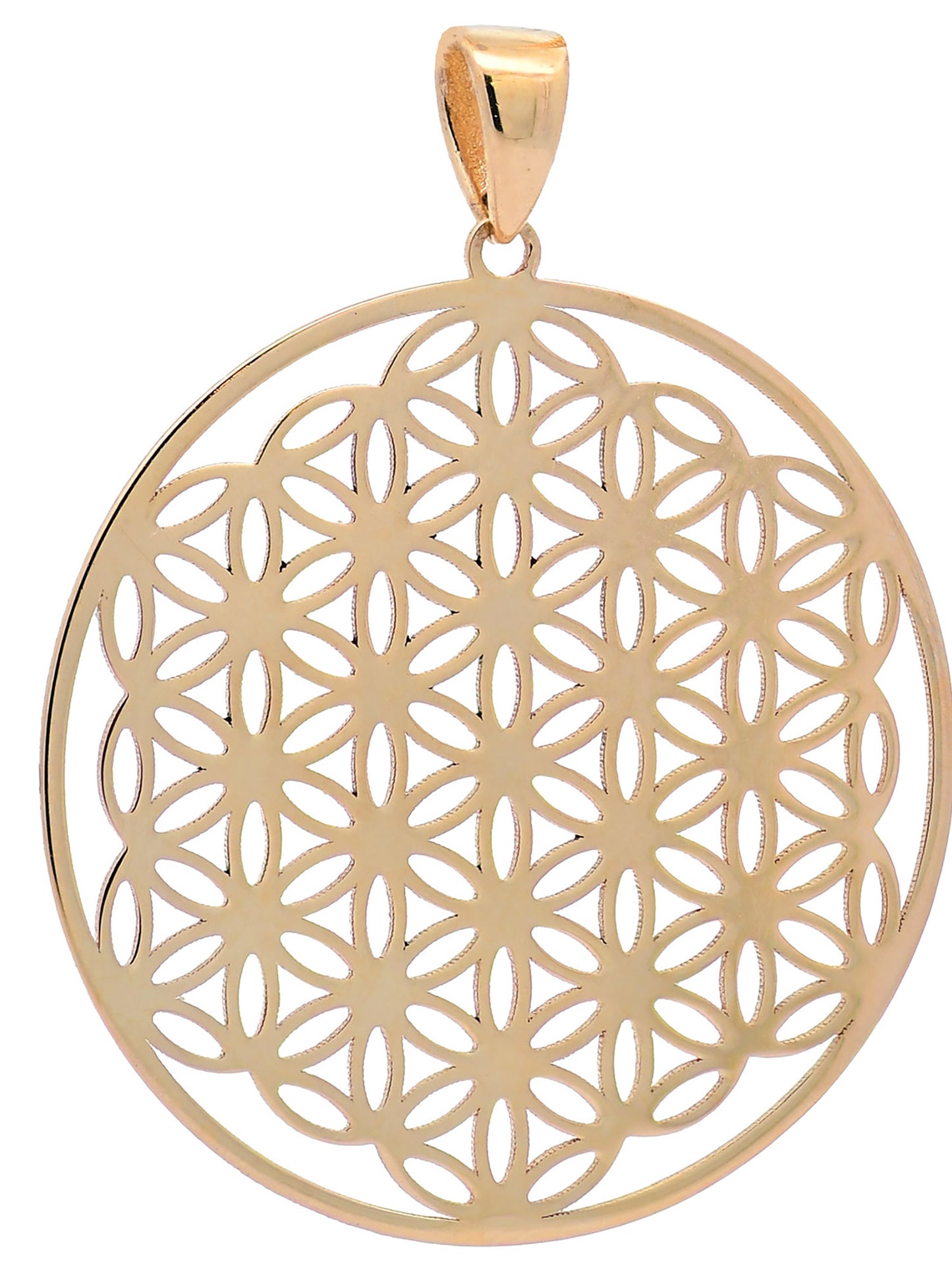Anhänger Blume des Lebens mit 1,1 mm Goldkette 585-14 Karat Gold