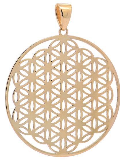 Anhänger Blume des Lebens mit 1,1 mm Goldkette 585-14 Karat Gold