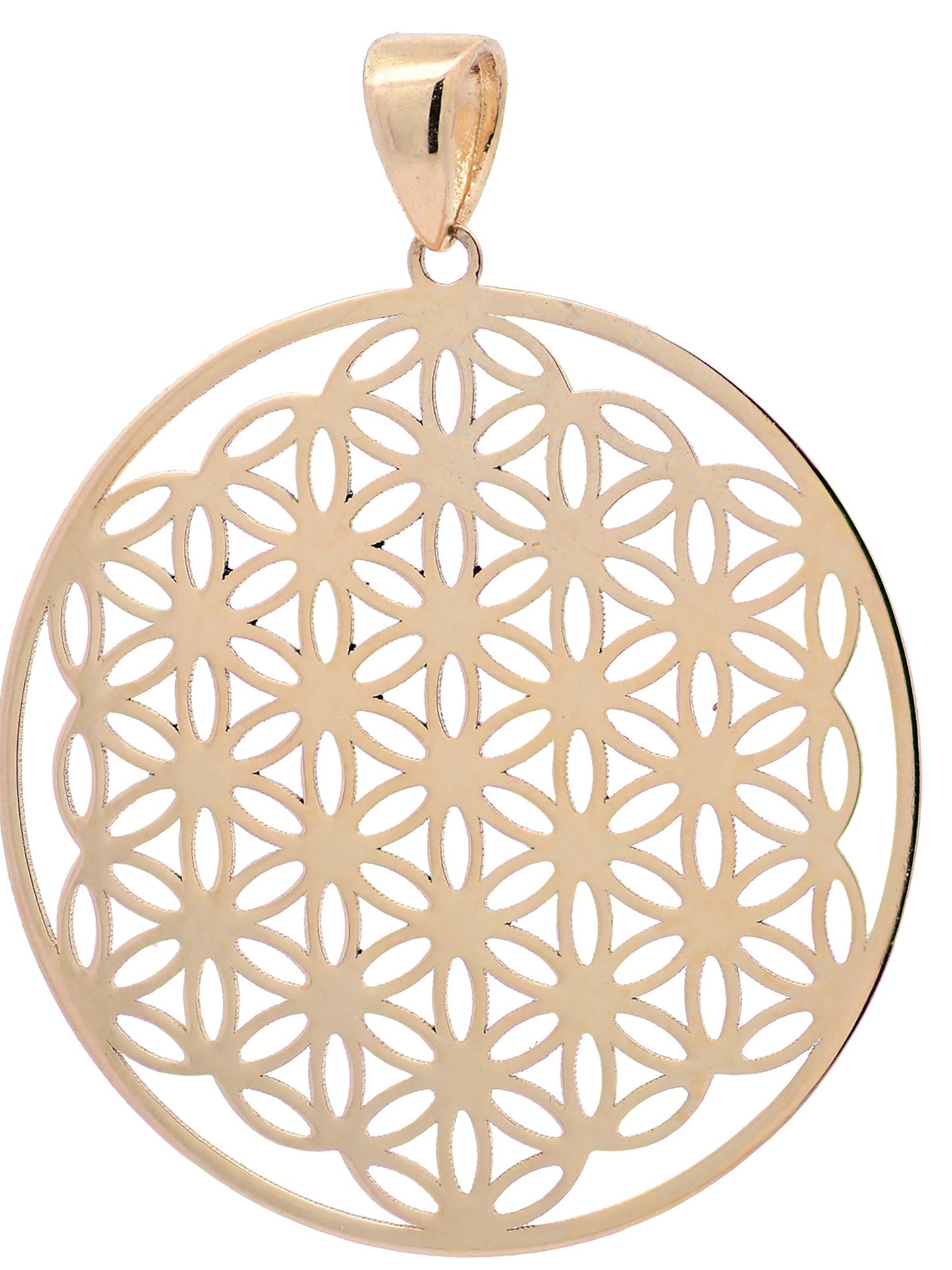 Anhänger Blume des Lebens mit 1,1 mm Goldkette 585-14 Karat Gold